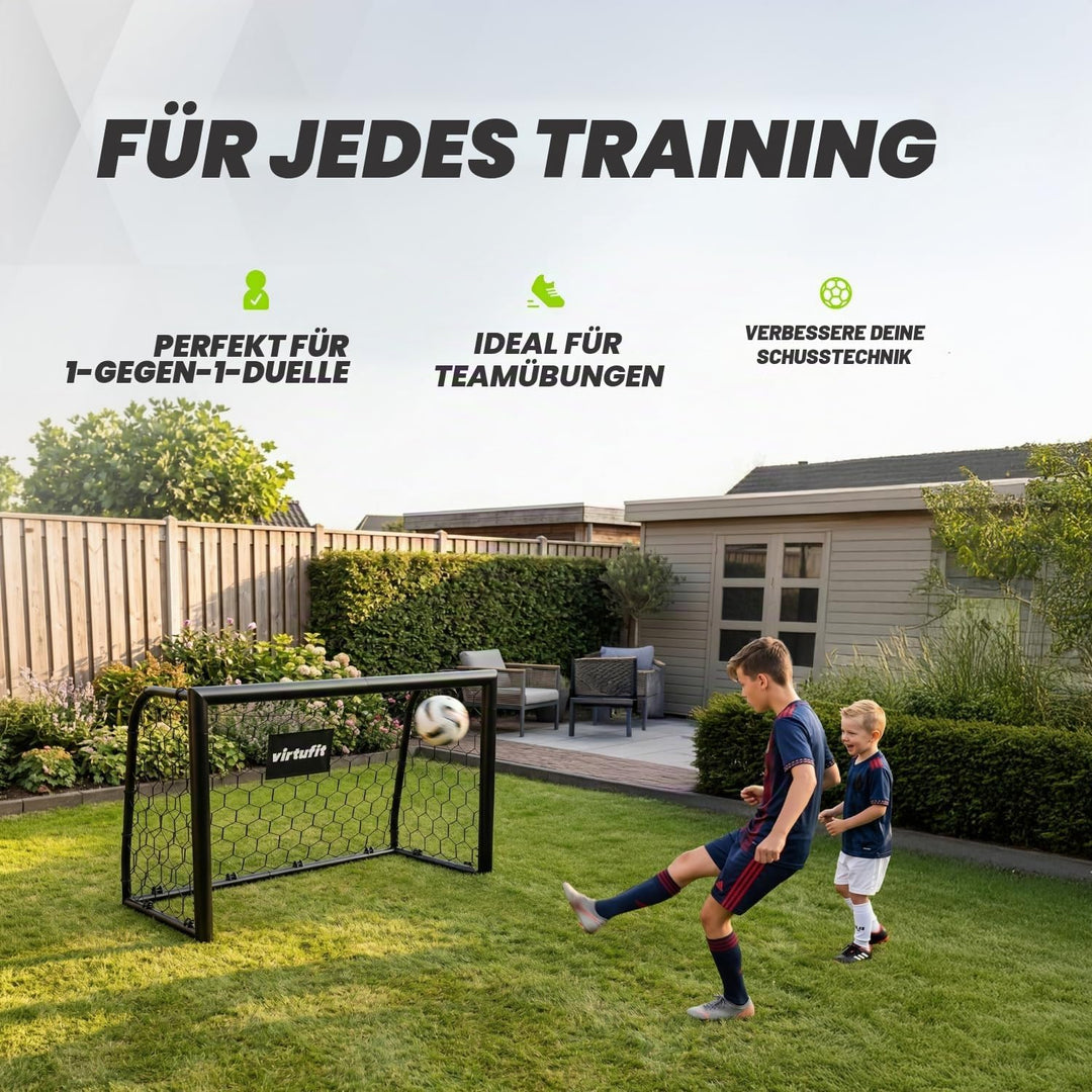 VirtuFit Fussballtor Premium – Heavy Duty Fussballtor 120 × 80 × 60 cm – Robustes Garten-Tor mit wet