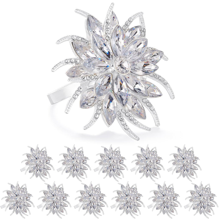 ZeeDix 12 Stück Silber Serviettenringe Weihnachten-Elegante Lotus-Motiv serviettenring für Tischdeko