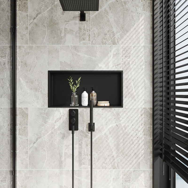 Neodrain Wandnische Edelstahl Duschnische Einzelregal Lagerung für Badezimmer 60 x 30 cm, Schwarz 60