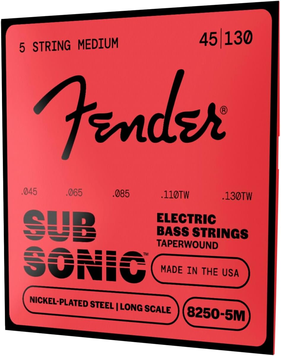 Fender 8250 Basssaiten, vernickelter Stahl, konisch gewickelt, lange Skala, Stärke 8250-5M .045-.130