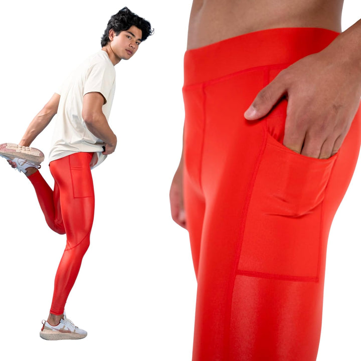 Kapow Meggings: Glänzende, Lange Herren Performance Leggings mit Kompression für Sport wie Fitness,
