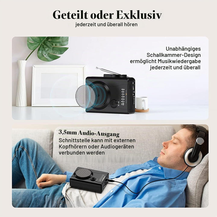 DIGITNOW!Kassettenrekorder USB Kassetten Digitalisieren mit Lautsprecher &amp; Mikrofon, Radio FM/AM,Enc