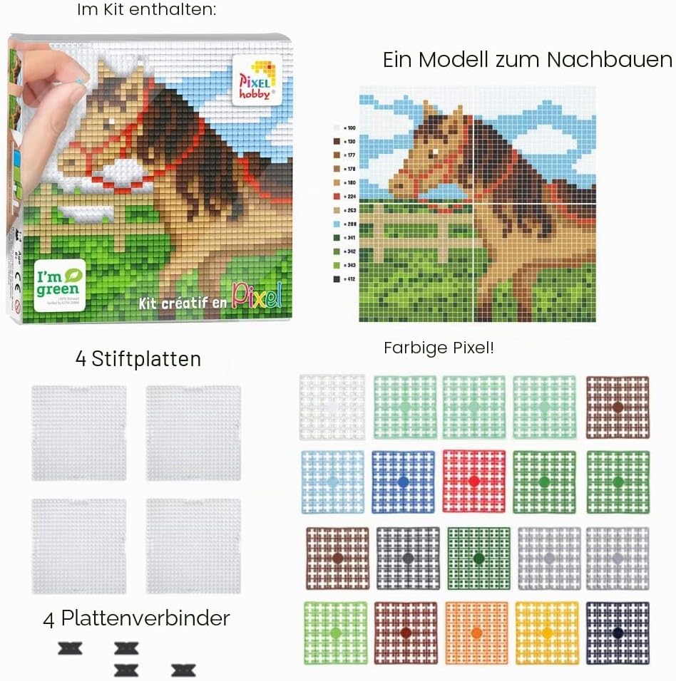 ZYZYZK Pixel Bild zum Basteln, 12 x 12 cm, Pferd auf der Wiese, PX44016