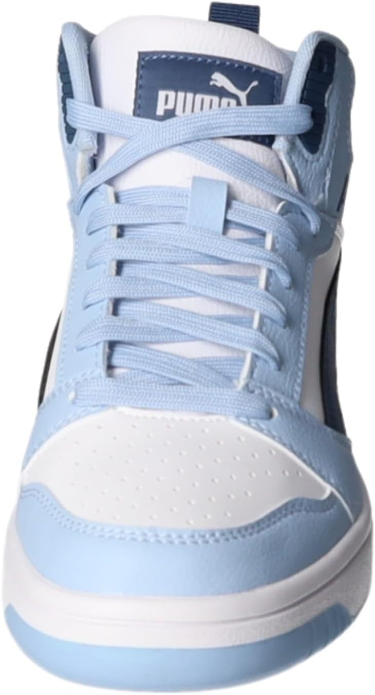 PUMA Rebound V6 MID JR Unisex Kinder Sneaker 393831 23 4 UK Puma White Dark Indigo Haute Tropic, 4 U
