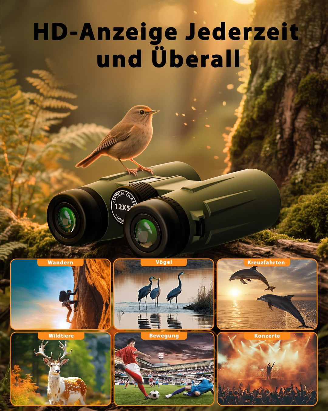 Usogood 12x50 Binoculars Professional mit GrossEr Reichweite Fernglas Erwachsene – Bak4-Prisma und L