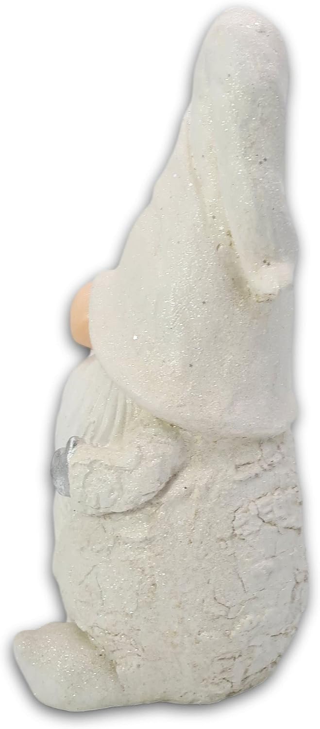 Wichtelstube-Kollektion XL Wichtel Figuren weiss Weihnachten 42cm mit LED Kugel Weihnachtsdeko ausse