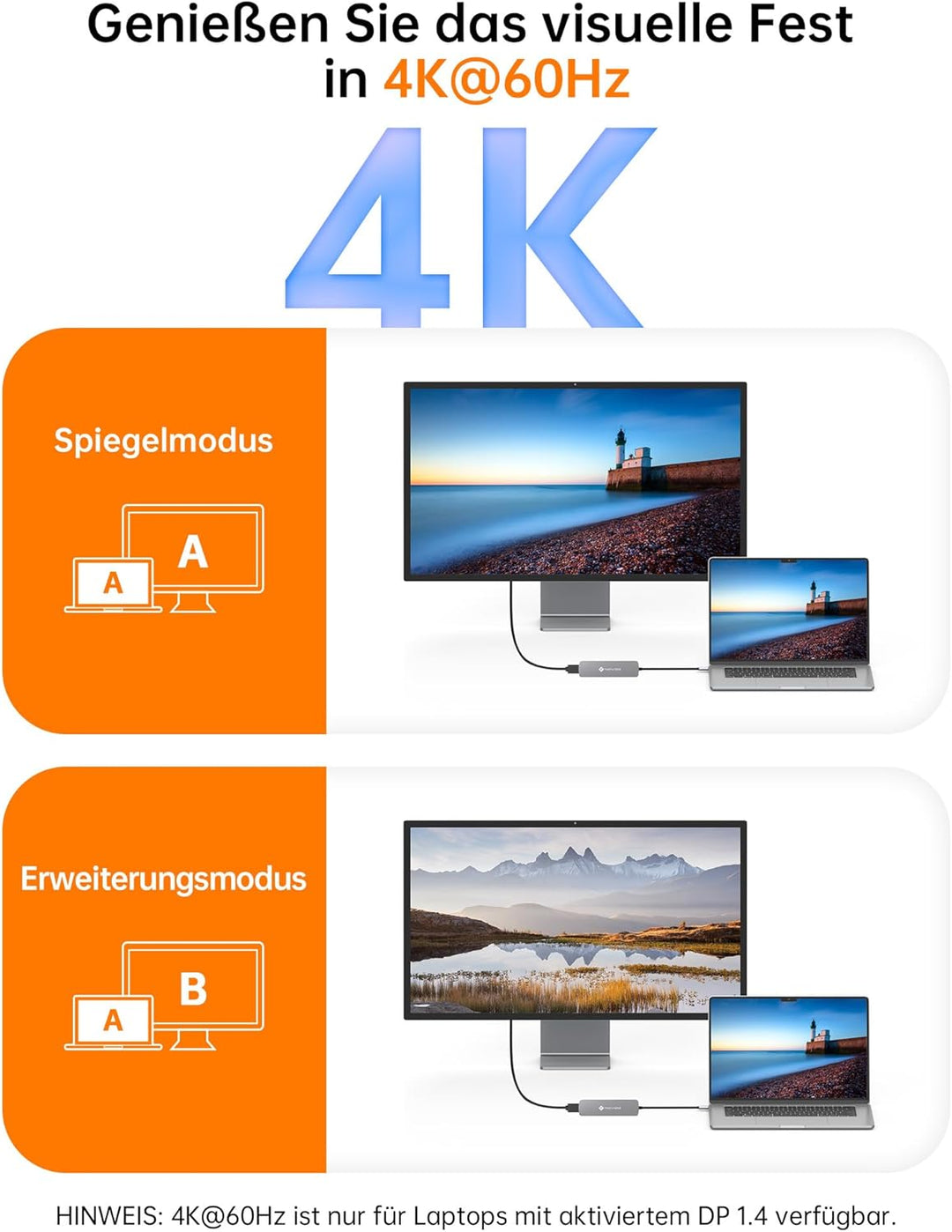 NOVOO USB C Hub Adapter MacBook Pro/Air M1 Adapter mit 4K HDMI,100W PD,3 x USB 3.0 Anschlüsse Alumin