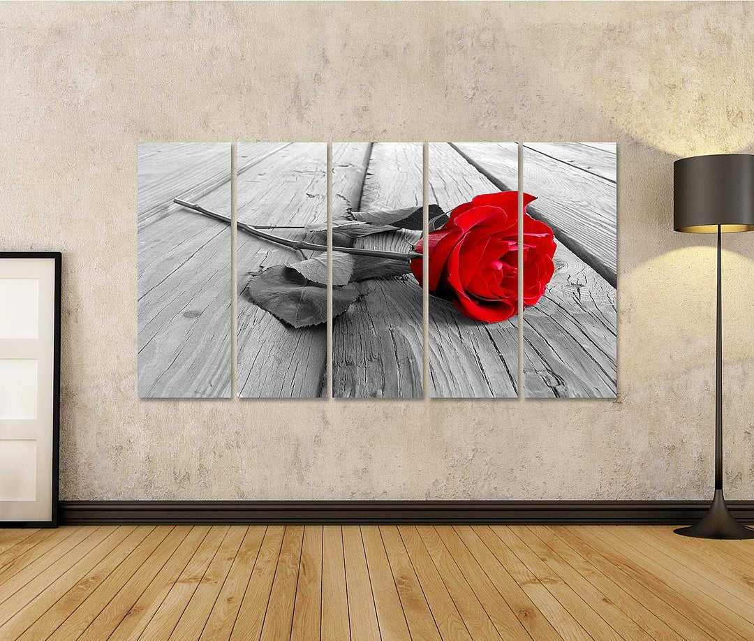 islandburner Bild auf Leinwand Rosen Rot Auf Holz Selektive Färbung Bilder Wandbilder Poster Leinwan