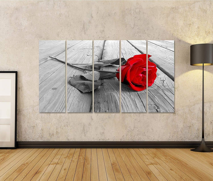 islandburner Bild auf Leinwand Rosen Rot Auf Holz Selektive Färbung Bilder Wandbilder Poster Leinwan