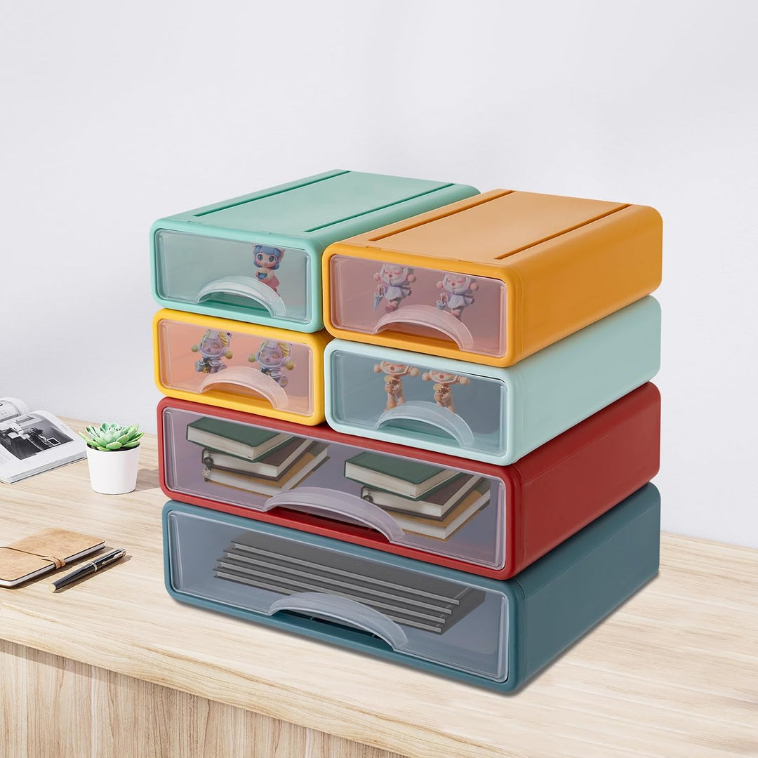 6 Schubladen Büro Aufbewahrungsbox aus Kunststoff, Stapelbare Schubladen Organizer für Dokumente, Bü