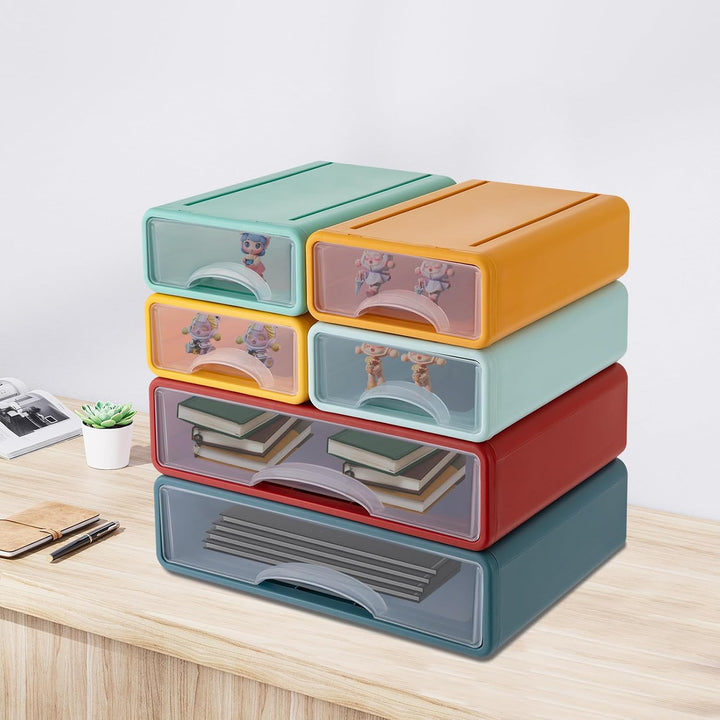 6 Schubladen Büro Aufbewahrungsbox aus Kunststoff, Stapelbare Schubladen Organizer für Dokumente, Bü