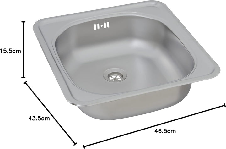 Edelstahl Einbauspüle Spülbecken Küchenspüle Spüle 465 x 435 mm Respekta Dallas 46,5 cm Edelstahl, 4