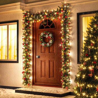 Casaria Weihnachtsgirlande mit Beleuchtung Deko 10m 160 LEDs Beleuchtet Innen Aussen Grün Weihnachts