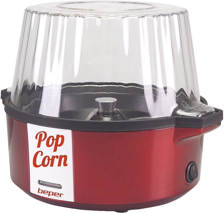 BEPER P101CUD050 Popcornmaschine, 700 W, Antihaftbeschichtung, Kochen mit Butter/Öl, drehbarer Schau
