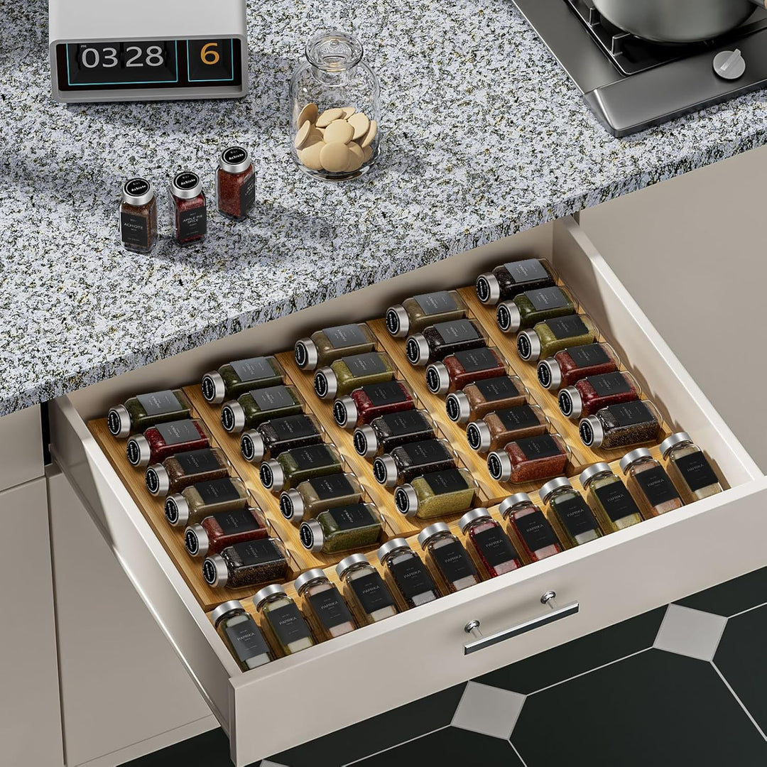 24er Set Gewürzdosen, 120ml eckige Gewürzgläser aus Glas, Gewürzbehälter, Gewürzgläser Set mit Edels
