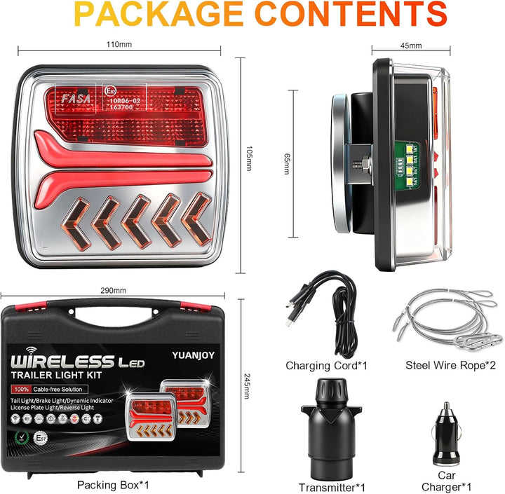 Kabellose LED Rücklichter Anhänger Set, 12V Dynamische Anhänger Rücklichten, Rücklicht Auto Wohnwage