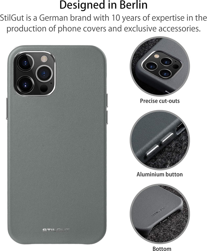 STILGUT Cover kompatibel mit iPhone 12 Pro Max Case aus Leder, Lederhülle, Hülle aus Leder, Ledercas