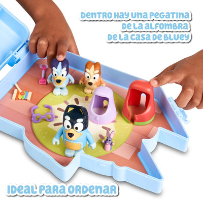 Bluey - Collector Case mit Figuren, Sammelbox für Welpen, 6 Figuren aus der Zeichnungsserie für Kind