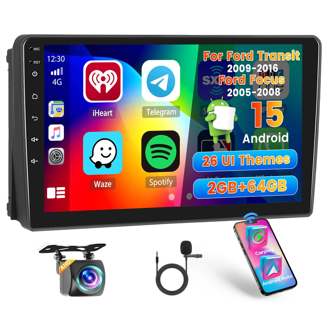 [2G+64G] Hikity Autoradio Für Ford Transit 2009-2016/ Ford Focus 2005-2008 Android 15 Wireless Carpl
