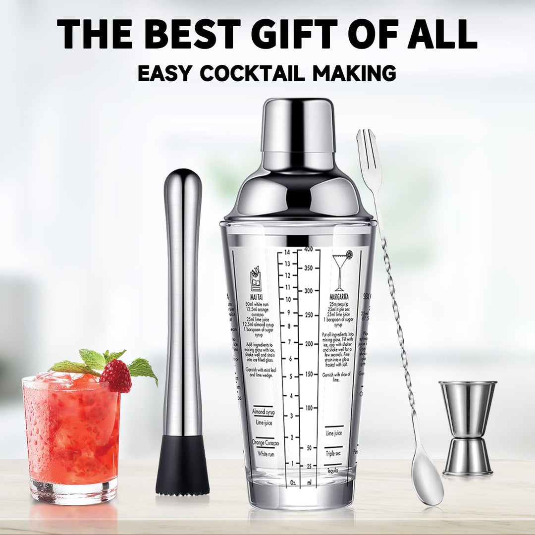 Glas Cocktail Shaker Edelstahl auslaufsicherer Deckel Boston Shaker Martini Shaker Anfänger Barkeepe