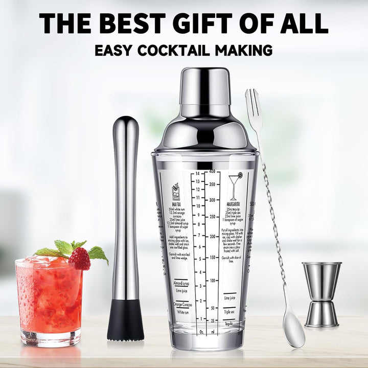 Glas Cocktail Shaker Edelstahl auslaufsicherer Deckel Boston Shaker Martini Shaker Anfänger Barkeepe