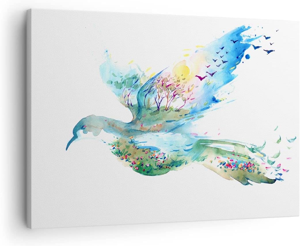 Bilder auf Leinwand Abstraktion Vogel Natur Bewegung Leinwandbild 70x50cm Wandbilder Dekoration Wohn