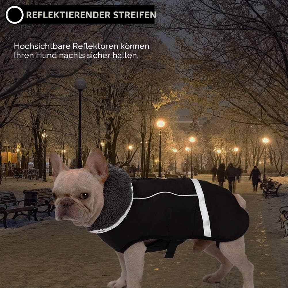 Warmer Hundemantel, reflektierend, wasserdicht, Winddicht, Hundejacke mit Rollkragen für kaltes Wett