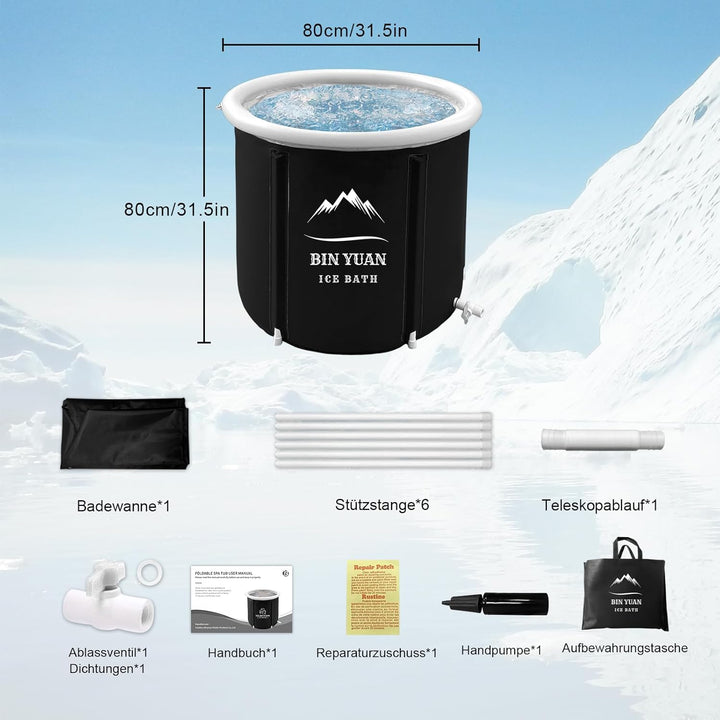 B&Y Aufblasbare Faltbare Badewanne Erwachsene 80x80cm Faltbare Portable Badewanne Freistehende Badew
