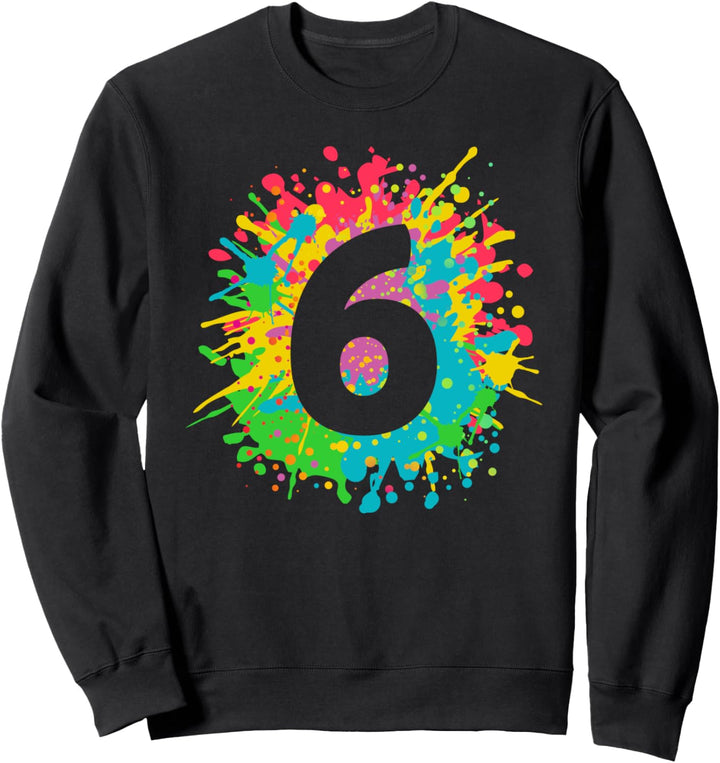6 Geburtstag für Kinder, Nummer 6 in Farbspritzern Sweatshirt