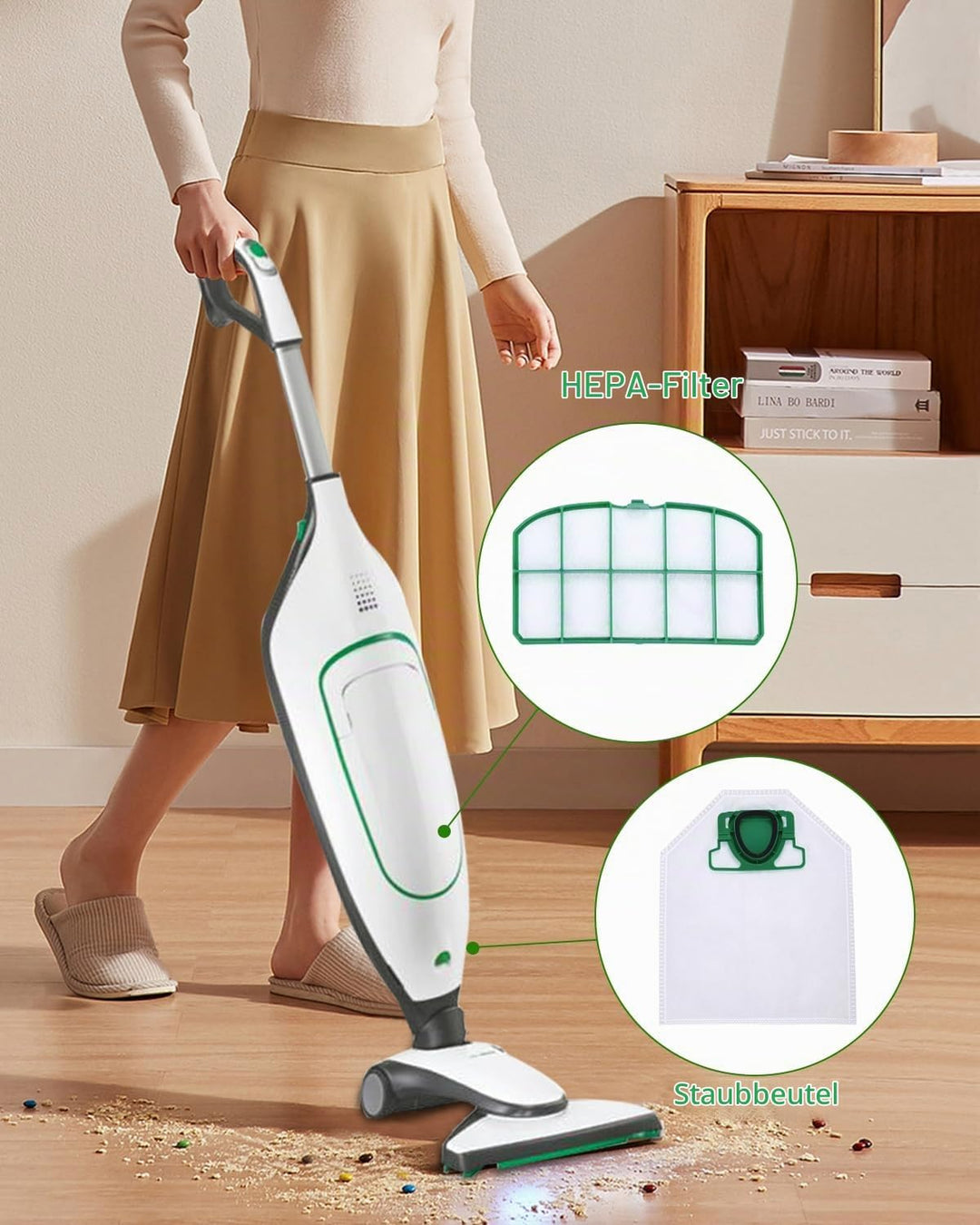 10 Staubsaugerbeutel für Vorwerk Kobold VK200 FP200 Absaugstation mit 2 HEPA-Filtern, Premuim Qualit