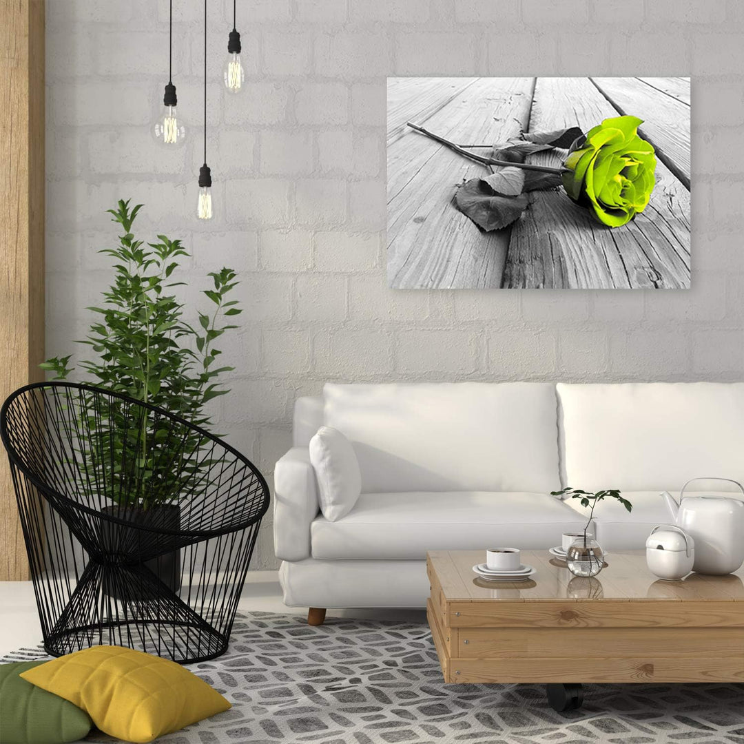 Feeby Bild auf Leinwand Rose Kunstdruck modern Natur Grün 80x60 cm M14563 80x60 cm, M14563 80x60 cm