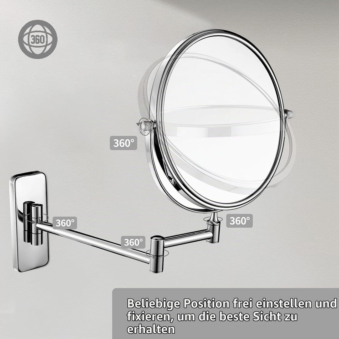 Nicesail Wand Kosmetikspiegel mit Vergrösserung 7X - Schminkspiegel Ausziehbar - 360° Swivel Extensi