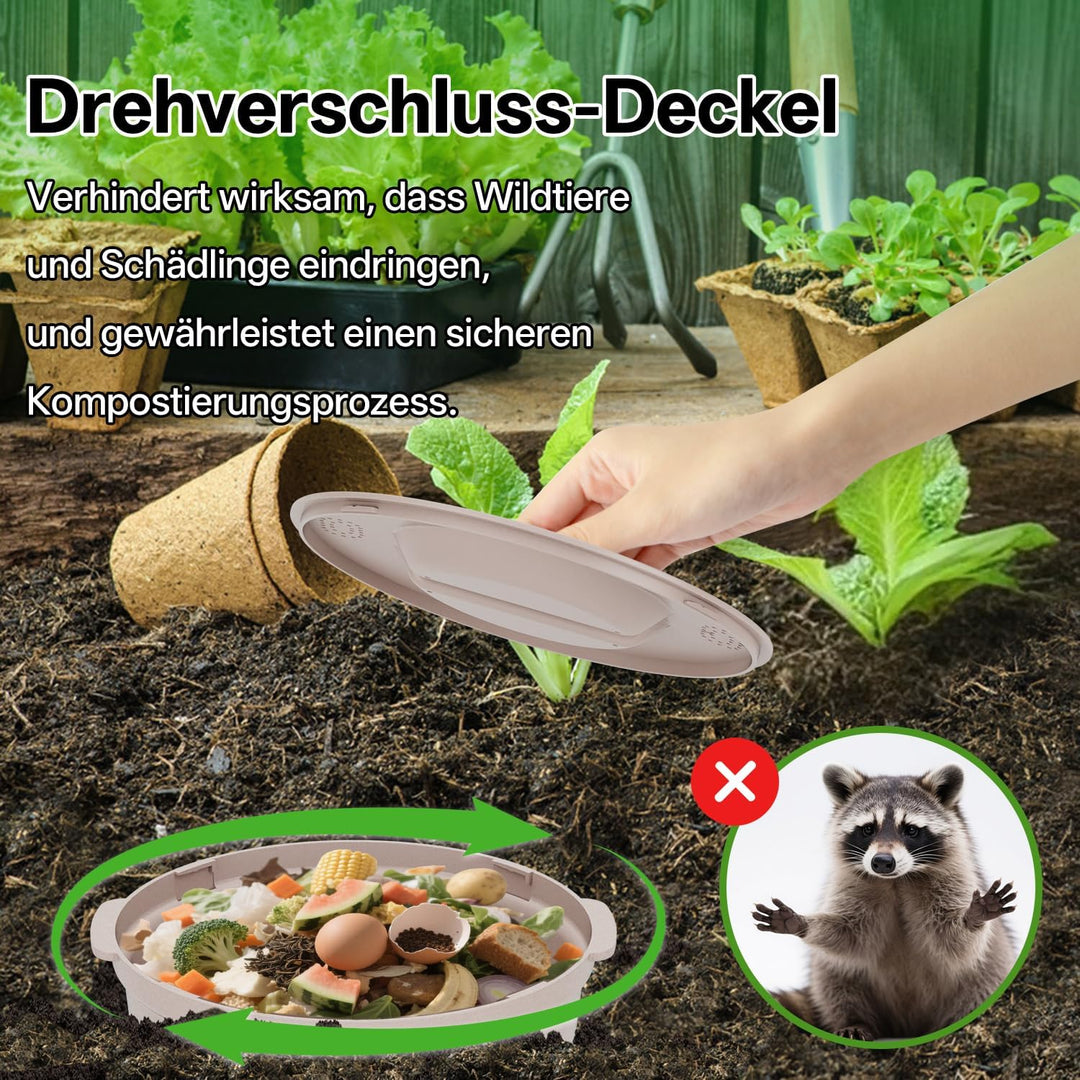 12,5 L Unterirdischer Wurmkomposter – 4er Pack Beetkomposter für Garten | Geruchsarme Belüftung, tie