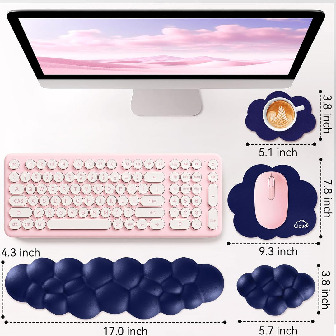 Sushret Memory‑Schaum Cloud Handballenauflage Tastatur‑Set, 4‑in‑1: Ergonomische Tastatur Handballen