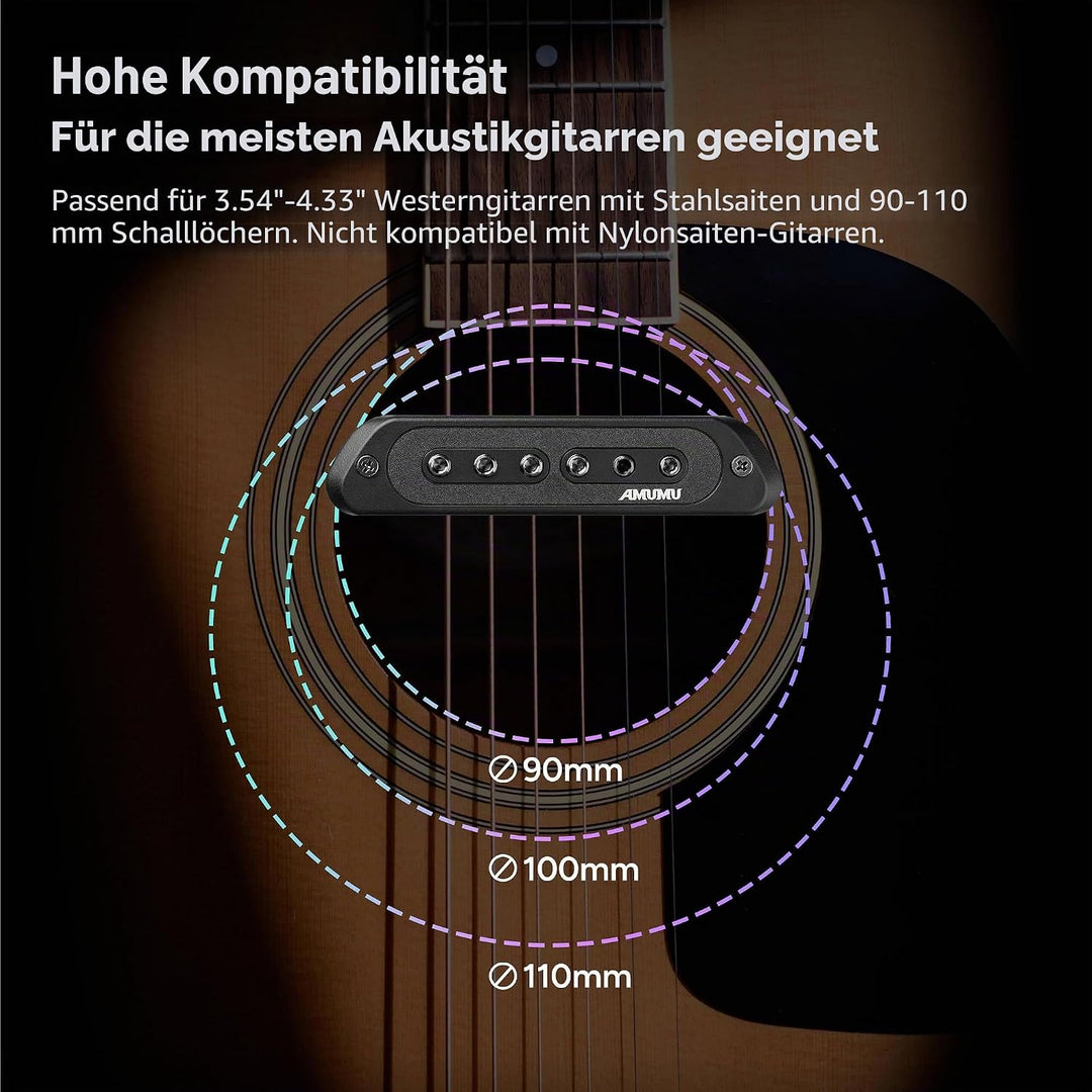 Amumu SP60 Tonabnehmer für Akustikgitarre, magnetisch, passiv Humbucker, Humbucker