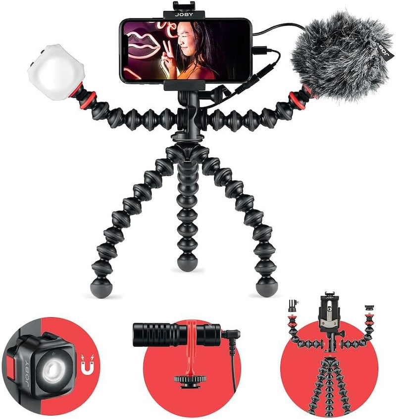 JOBY GorillaPod Mobile Vlogging Kit (Smartphone Rig, Micro Wavo Mobile, Mini LED Beamo) Flexibles St