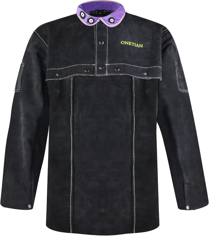 Schwarze Schweisserjacke aus Leder - Hochwertige Schutzjacke mit Cape-Ärmeln für ultimativen Schutz