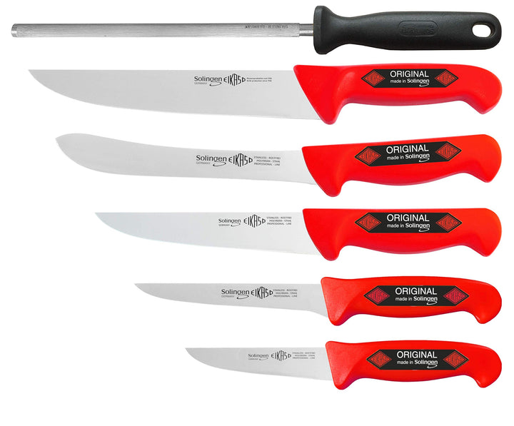 EIKASO Solingen 6 Teilig Schlachtermesser Metzgermesser Ausbeinmesser Butcher Knife 3323 R aus Molyb