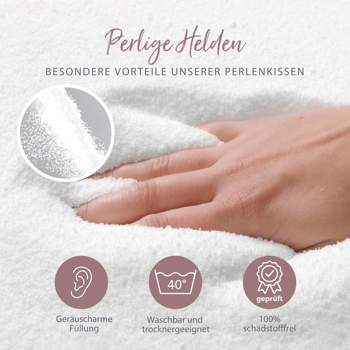 Theraline Plüschmond Stillkissen, Kopfkissen und Nackenkissen mit Perlen, ergonomisches Kissen zum S