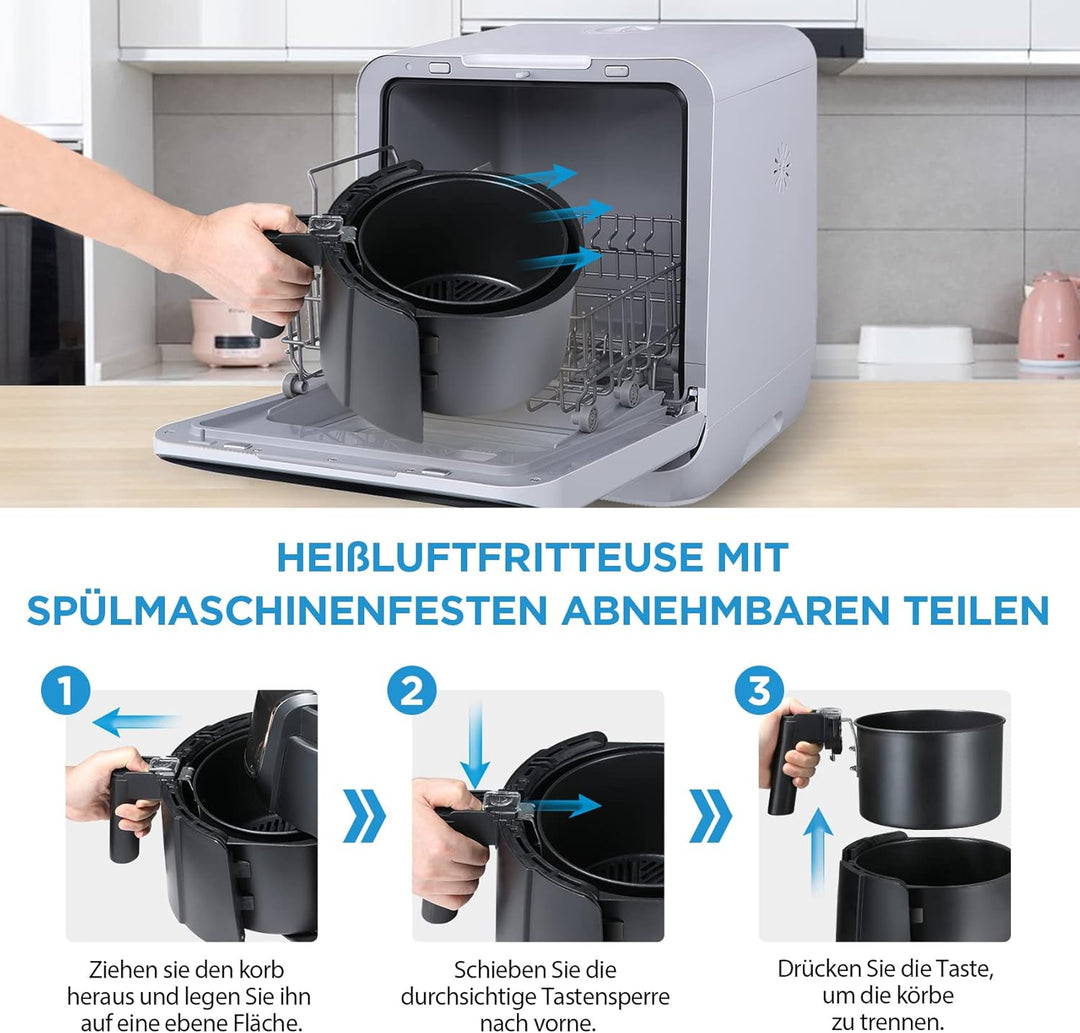 Midea MF-TN40D2 Airfryer XL, Heissluftfritteuse 4L,Dual Cyclone Technology, 90% Weniger Fett Heisslu