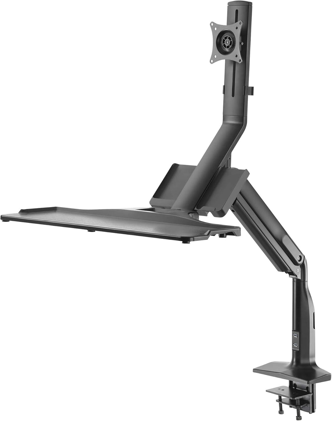 InLine Workstation-Tischhalterung mit Lifter, ergonomische Monitorhalterung mit USB 3.0 und Tastatur