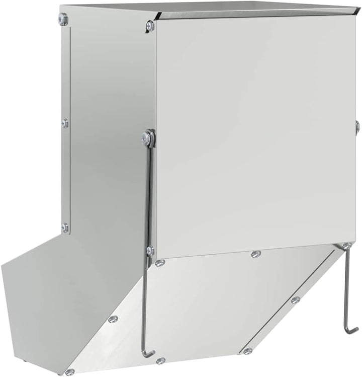 Kaninchenfütterer aus verzinktem Stahl in Silber mit 17,5 x 26 x 28,5 cm, wetterfest und langlebig,