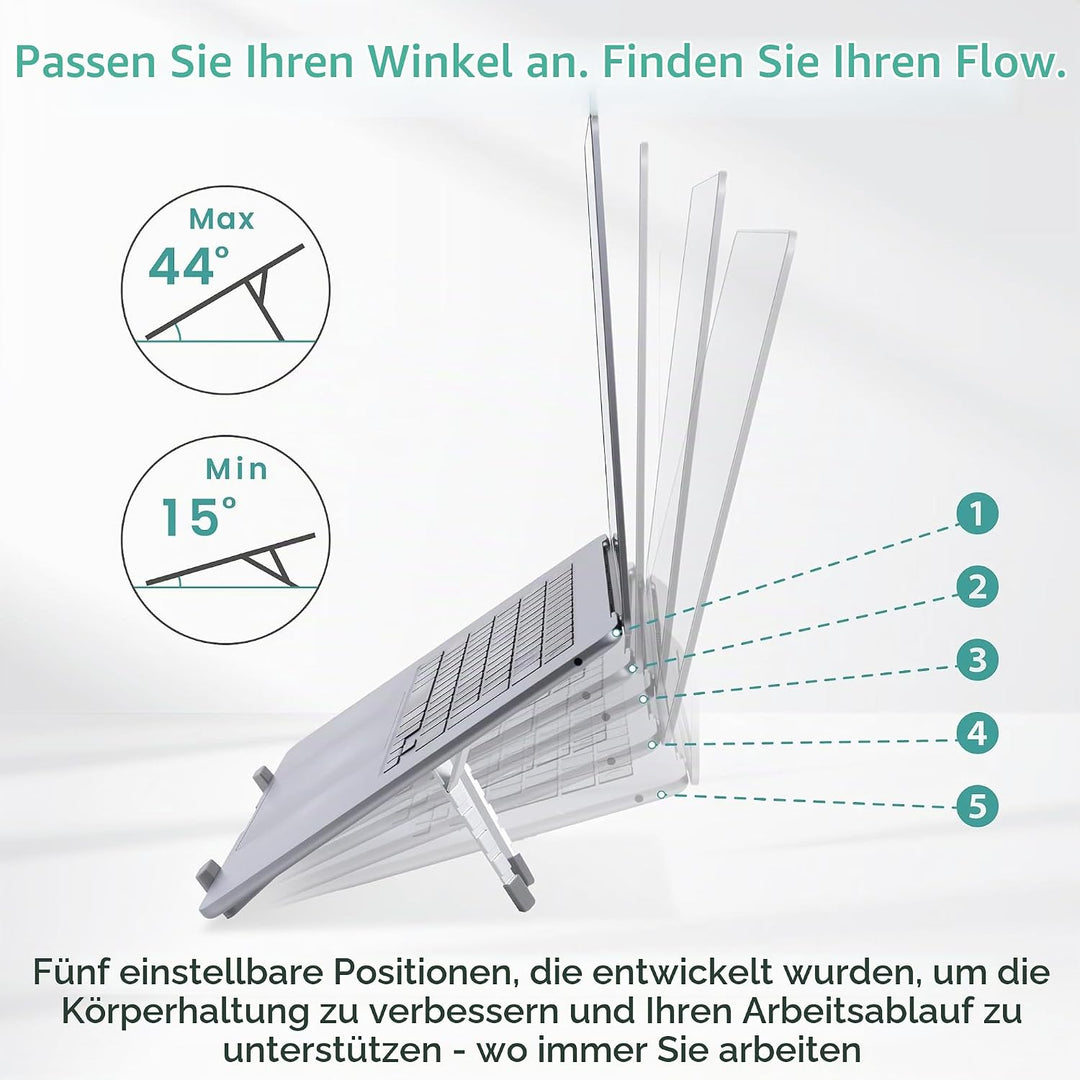 BELLEMOND | X-Form Laptop-Ständer – Höhenverstellbarer Aluminium-Riser mit 5 Stufen, faltbar &amp; leich