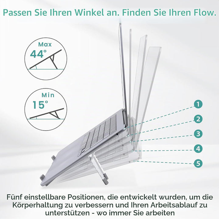 BELLEMOND | X-Form Laptop-Ständer – Höhenverstellbarer Aluminium-Riser mit 5 Stufen, faltbar &amp; leich