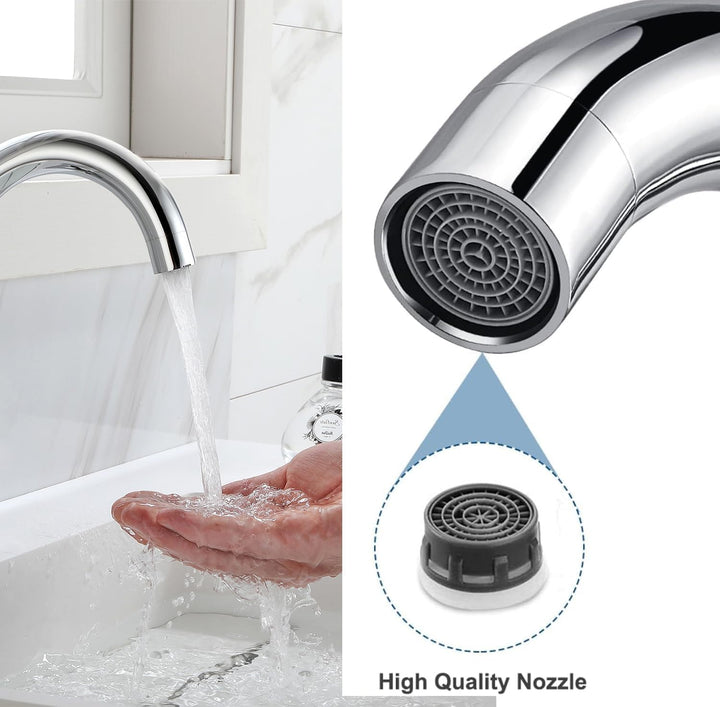 Auralum Wasserhahn Bad 360 grad drehbar, Wasserhahn Bad Hoch Messing chrom, Waschtischarmatur Hoch m