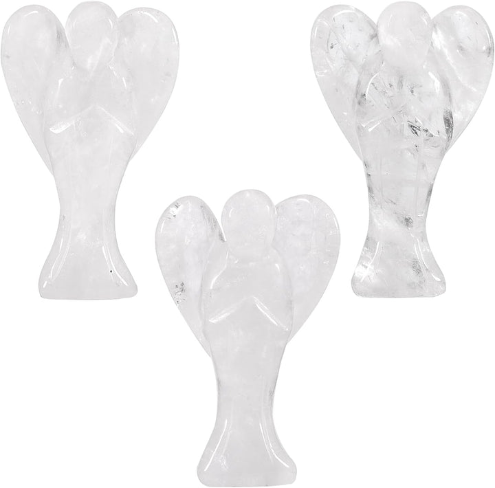 Nupuyai 7.3cm Bergkristall Edelstein Engel Figur Stein Schutzengel Figur Deko Jade Taschenengel Glüc