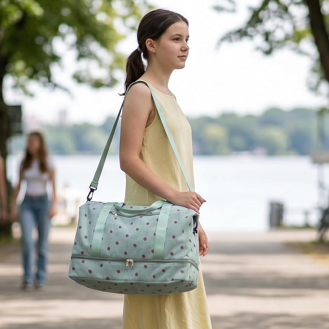 Sporttasche Reisetasche Damen, 40L Weekender Travel Duffle Bag mit 2 schuhbeuteln, Schuhfach & Nassf
