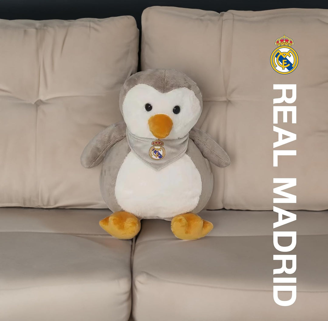 CyP Brands Real Madrid Plüschpuppe, Pinguin, 25 cm, Grau, offizielles Produkt