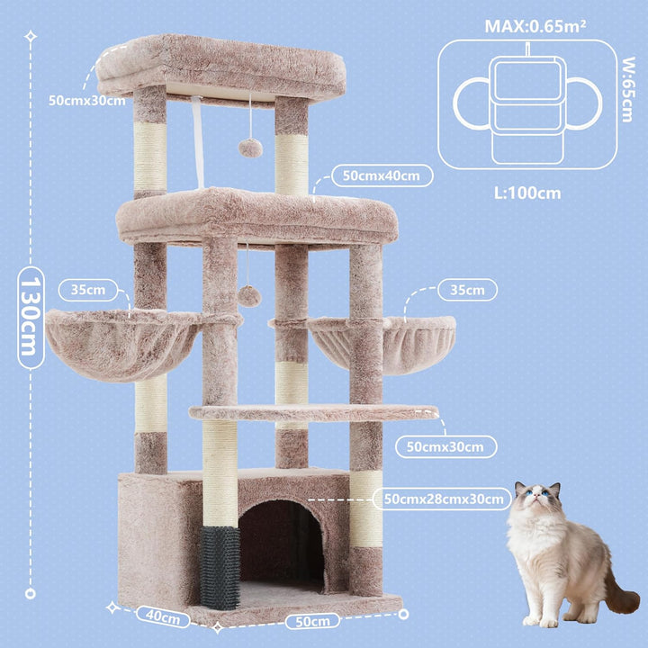 Hey-brother Kratzbaum, Katzenbaum für Grosskatze und Maine-Coon-Katzen, mehrstöckiger Stabil Katzenk