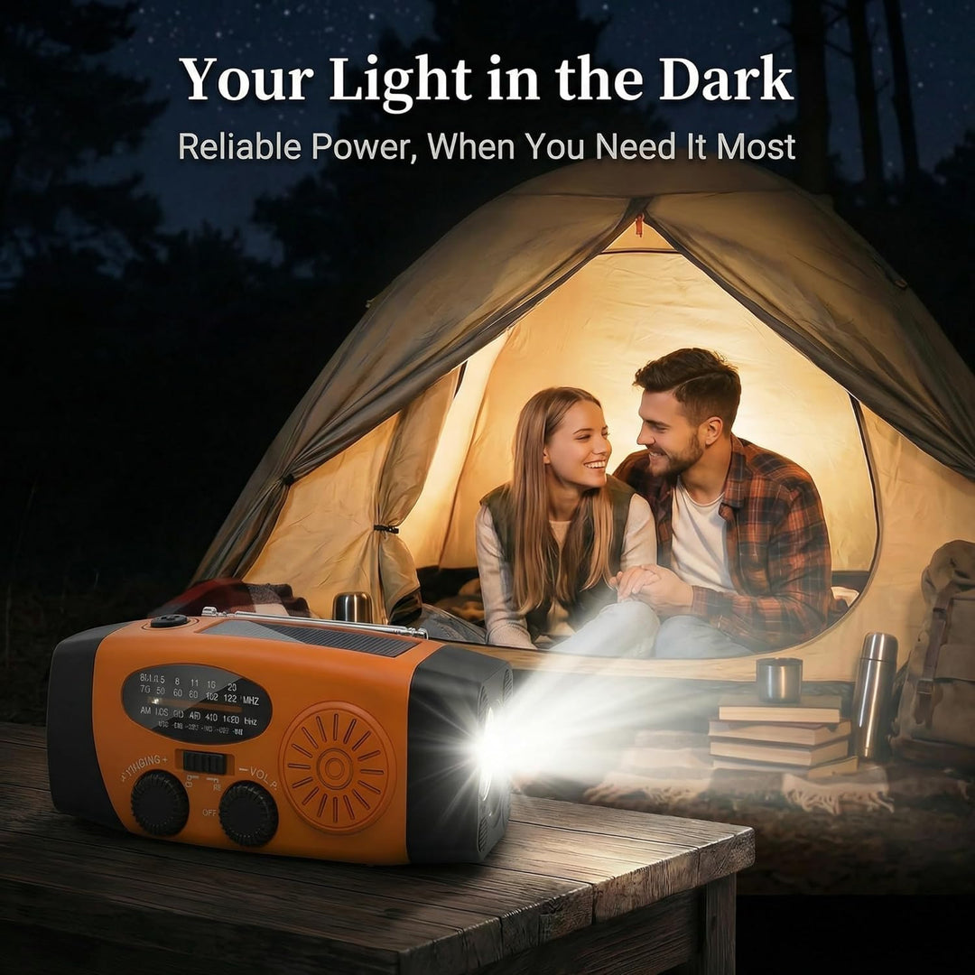 Notfallradio, Kurbelradio mit 2000mAh Power Bank & Solar, AM/FM Radio mit SOS-Alarm Leselicht, Innen